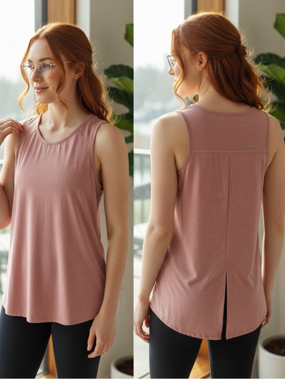 ASCEND Pull On Hi-Lo Sleeveless Summer Top Back Slit Hem